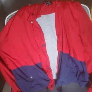 Rue 21 jacket, size M, red and dark blue with hood